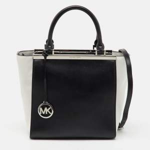 MICHAEL Michael Kors Black/White Leather Lana Shopper Tote