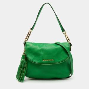 MICHAEL Michael Kors Green Leather Bedford Tassel Crossbody Bag
