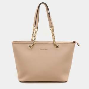 MICHAEL Michael Kors Beige Leather Medium Jet Set Travel Tote