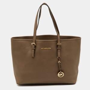 MICHAEL Michael Kors Brown Saffiano Leather Large Jet Set Travel Tote