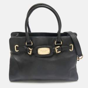 MICHAEL Michael Kors Black Leather East West Hamilton Tote