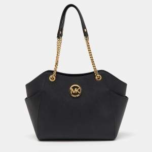 MICHAEL Michael Kors Black Saffiano Leather Jet Set Travel Chain Shoulder Bag