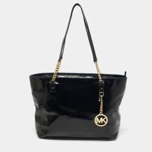 MICHAEL Michael Kors Black Patent Leather Jet Set Chain Tote