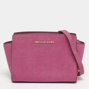 مملوكة مسبقًا MICHAEL Michael Kors Selma Small Fuchsia Leather Crossbody Bag
