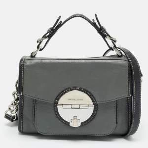 Pre Owned MICHAEL Michael Kors Margot Grey/Black Leather Top Handle Bag