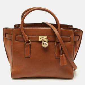 Pre Owned MICHAEL Michael Kors Hamilton East/West Brown Leather Tote