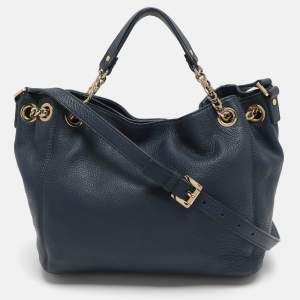 Pre Owned MICHAEL Michael Kors Blue Leather Convertible Tote
