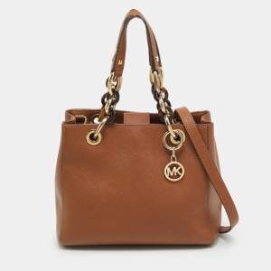 Pre Owned MICHAEL Michael Kors Cynthia Small Brown Saffiano Leather Tote