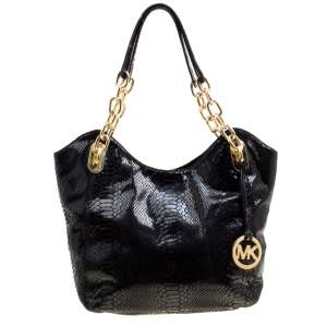 Michael Michael Kors Python Embossed Leather Medium Lilly Chain Tote