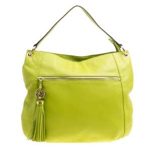 Pre Owned Michael  Michael Kors Pistachio Leather Charm Tassel Hobo