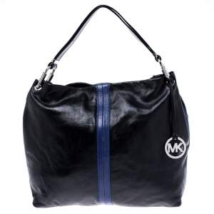 مملوكة مسبقًا MICHAEL Michael Kors Black/Blue Leather Hobo
