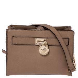 مملوكة مسبقًا MICHAEL Michael Kors Brown Leather Small Hamilton Crossbody Bag