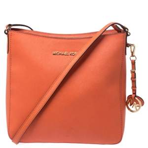 Michael Michael Kors Orange Leather Jet Set Travel Messenger