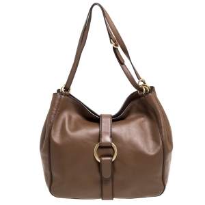 Pre Owned MICHAEL Michael Kors Brown Leather Quincy Shoulder Bag