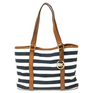 مملوكة مسبقًا Michael Kors Tri Color Canvas and Leather Striped Tote 