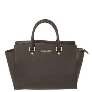 Pre Owned MICHAEL Michael Kors Dark Brown Leather Large Selma Satchel