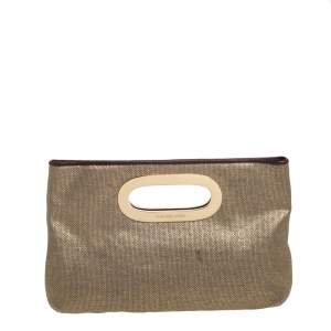 MICHAEL Michael Kors Gold Raffia Berkley Clutch