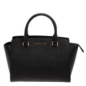 Pre Owned Michael Michael Kors Black Leather Medium Selma Satchel