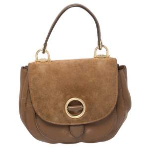 Pre Owned MICHAEL Michael Kors Brown Leather and Suede Medium Isadore Top Handle Bag