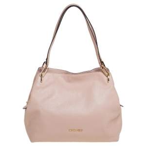 Pre Owned حقيبة كتف مايكل كورس لايتون جلد خوخي فاتح كبيرة