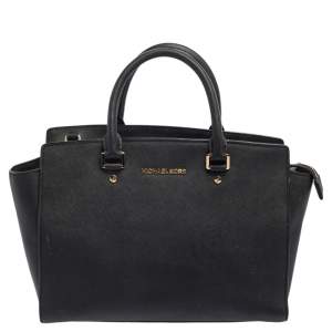 مملوكة مسبقًا MICHAEL Michael Kors Black Saffiano Leather Large Selma Tote