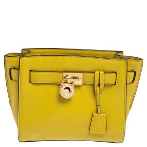 Pre Owned MICHAEL Michael Kors Citrine Leather Hamilton Crossbody Bag