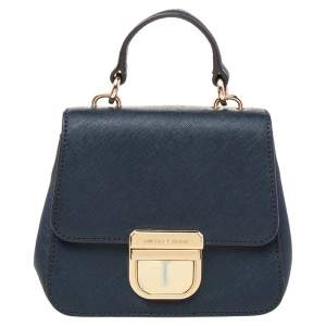 Pre Owned MICHAEL Michael Kors Blue  Saffiano Leather Bridgette Crossbody Bag