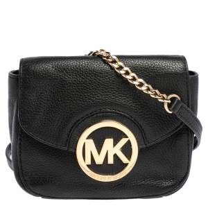 Pre Owned حقيبة كروس مايكل مايكل كورس فولتون جلد أسود