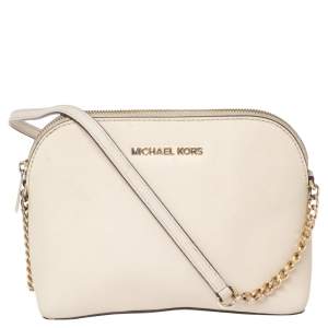 MICHAEL Michael Kors White Leather Cindy Dome Crossbody Bag