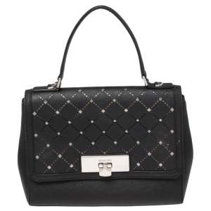 MICHAEL Michael Kors Black Perforated Leather Callie Top Handle Bag   