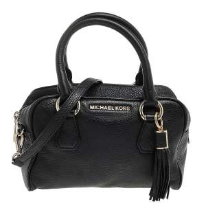 Pre Owned MICHAEL Michael Kors Black Leather Bedford Tassel Duffel Bag