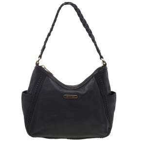 مملوكة مسبقًا حقيبة هوبو مايكل مايكل كورس فانيليا مضفرة جلد أسود