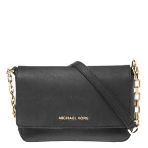 Pre Owned MICHAEL Michael Kors Black Saffiano Leather Shoulder Bag