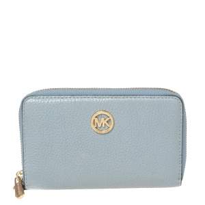 MICHAEL Michael Kors Light Blue Leather Fulton Zip Around Wallet