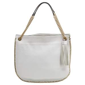 Pre Owned MICHAEL Michael Kors White Leather Chelsea Chain Shoulder Bag