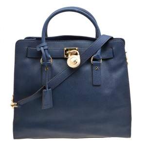 MICHAEL Michael Kors Blue Saffiano Leather Large Hamilton Tote