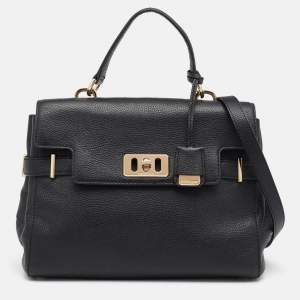 Pre Owned MICHAEL Michael Kors Black Leather Karson Top Handle Bag