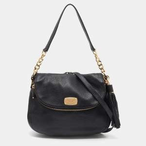 Pre Owned MICHAEL Michael Kors Black Leather Bedford Crossbody Bag