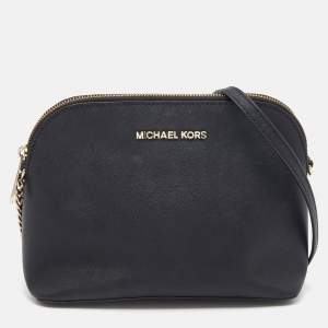 Pre Owned حقيبة كروس مايكل مايكل كورس سيندي جلد أسود طراز دوم 