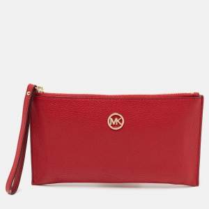 MICHAEL Michael Kors Red Leather Wristlet Clutch