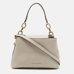 Pre Owned MICHAEL Michael Kors Taupe Leather Small Portia Top Handle Bag