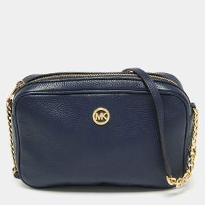 مملوكة مسبقًا MICHAEL Michael Kors Navy Blue Leather Crossbody Bag
