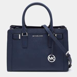 Pre Owned MICHAEL Michael Kors Navy Blue Saffiano Leather Rayne Shoulder Bag