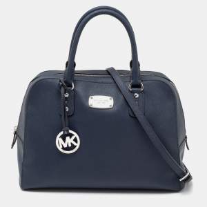 MICHAEL Michael Kors Navy Blue Saffiano Leather Cindy Dome Satchel