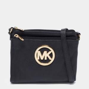 MICHAEL Michael Kors Black Leather Fulton Crossbody Bag