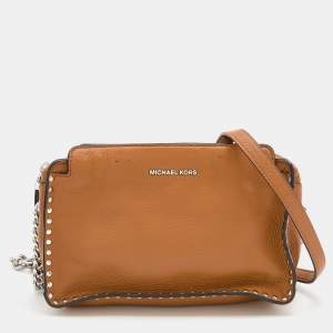 Pre Owned Michael Michael Kors Brown Leather Astor Crossbody Bag