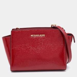 مملوكة مسبقًا MICHAEL Michael Kors Red Patent Leather Small Selma Shoulder Bag