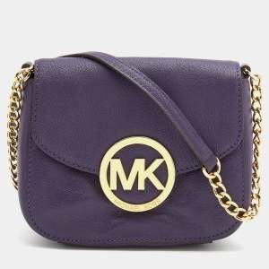 مملوكة مسبقًا MICHAEL Michael Kors Purple Leather Fulton Crossbody Bag