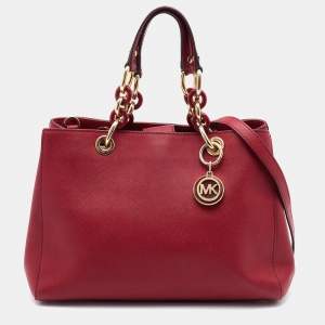 MICHAEL Michael Kors Burgundy Saffiano Leather Cynthia Tote