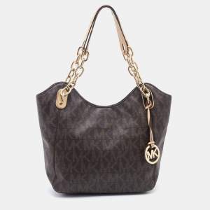 مملوكة مسبقًا MICHAEL Michael Kors Brown Signature Coated Canvas Shoulder Bag